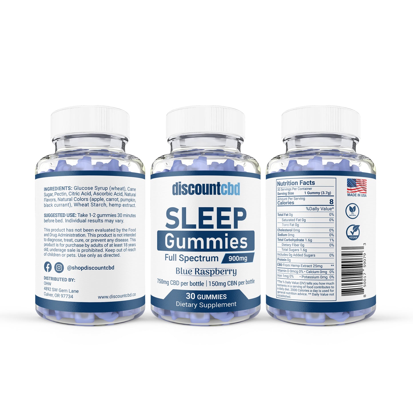 Sleep Gummies with CBD + CBN - Raspberry 25mg