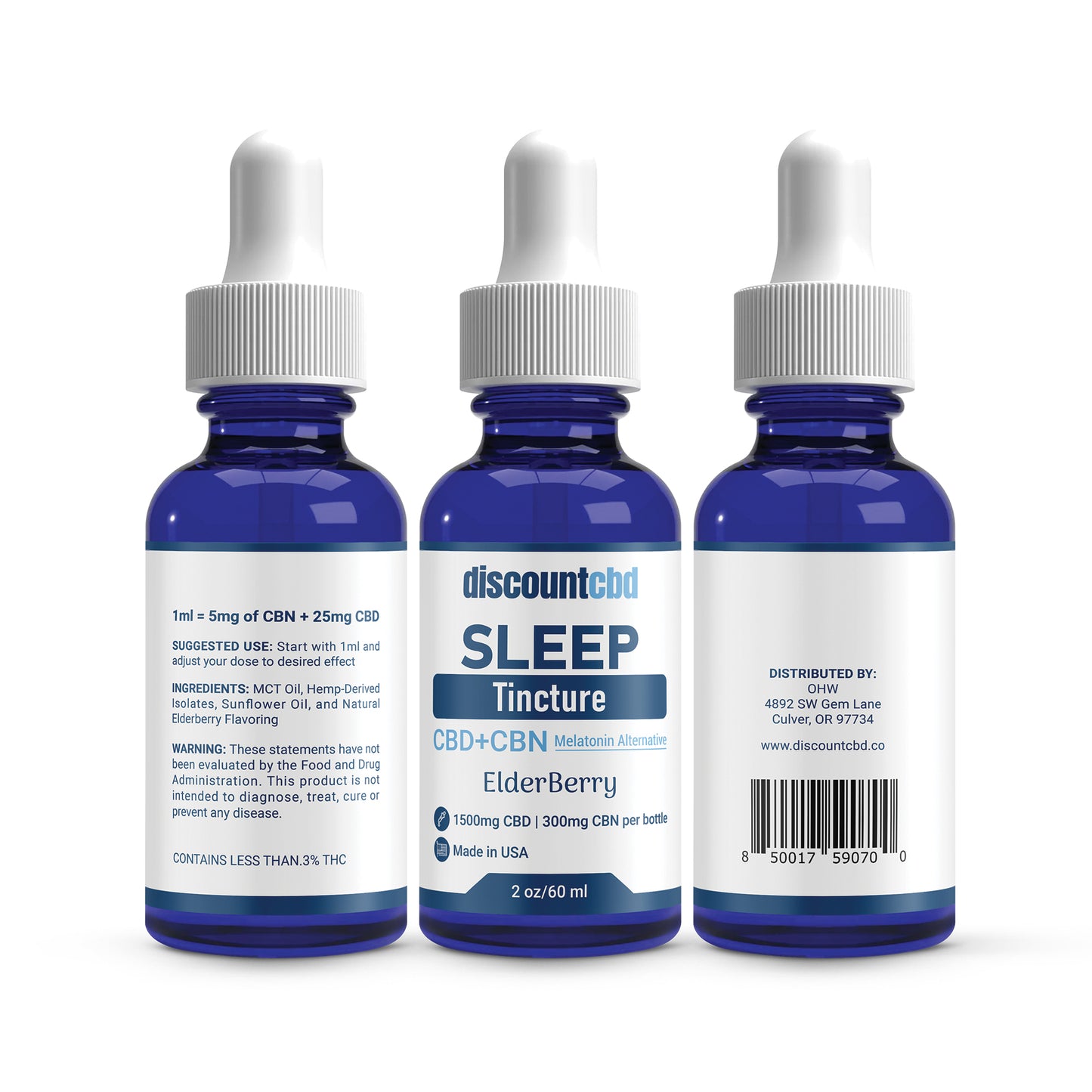 Sleep Tincture w/ ElderBerry - 1500mg CBD + 300mg CBN - 2oz