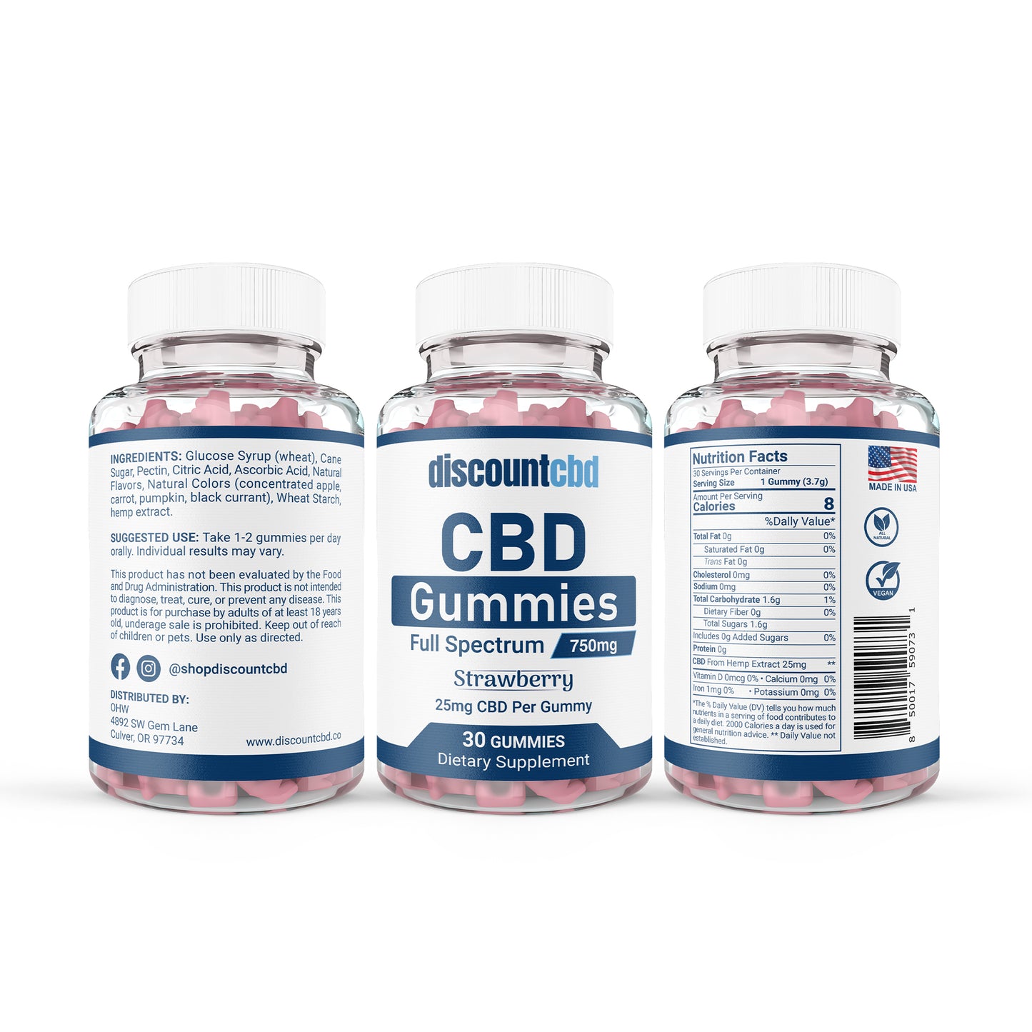 Full-Spectrum CBD Gummies - Strawberry 25mg